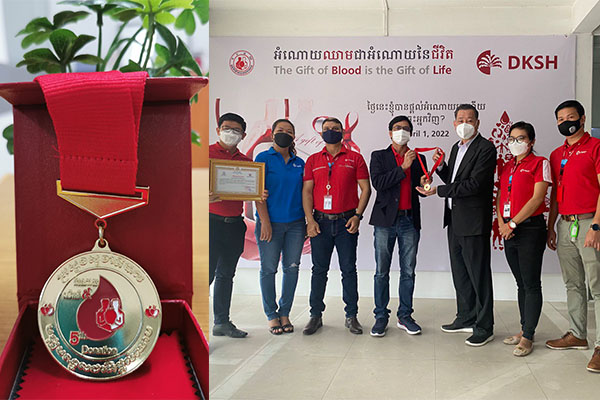 DKSH Cambodia Receives a Medal From The National Blood Transfusion Center